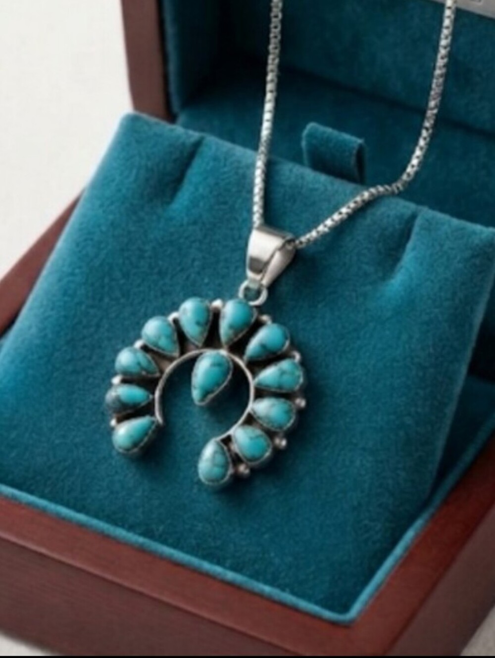 🔥RARE Kingman Turquoise Sterling Naja Pendant Necklace
